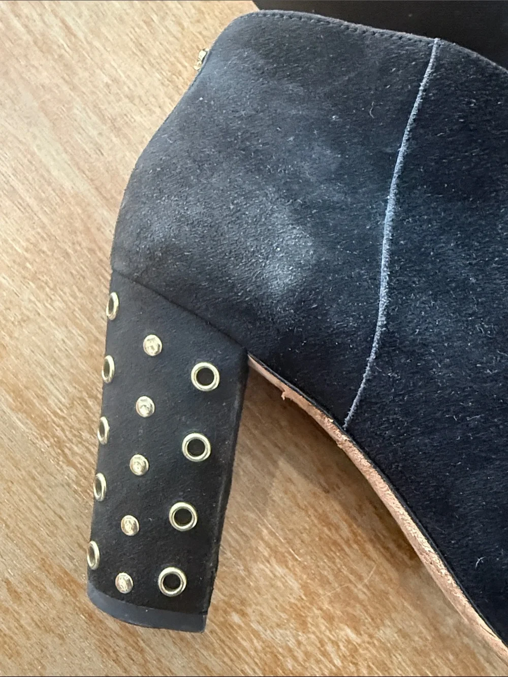 Kate Spade Black Suede Studded Ankle Booties - Size 7.5